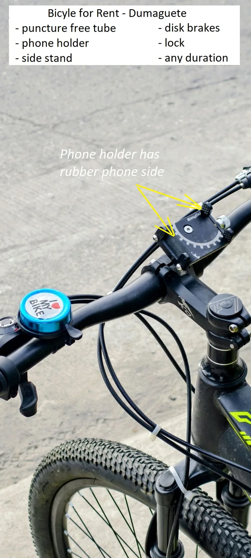 Handlebar with phone holder and bell